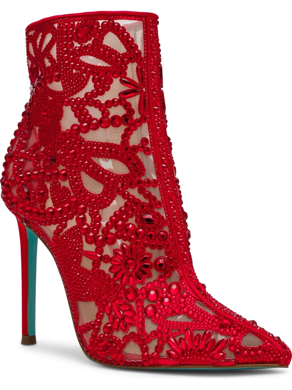♥️♥️ Betsey Johnson Women's Bolt Rhinestone Booties - Red US 7